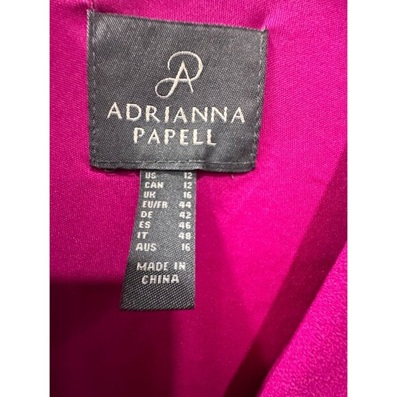 Adrianna Papell Hot Orchid Tie-Front Crepe Jumpsuit Size 12 Long Sleeve V-Neck M - Picture 4 of 8